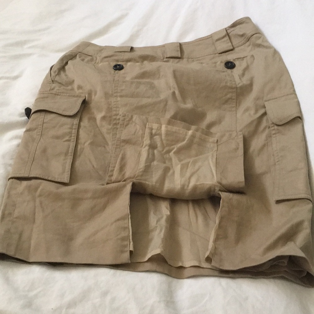 Burberry London khaki safari skirt Cargo Authentic Button Side - Picture 8 of 8